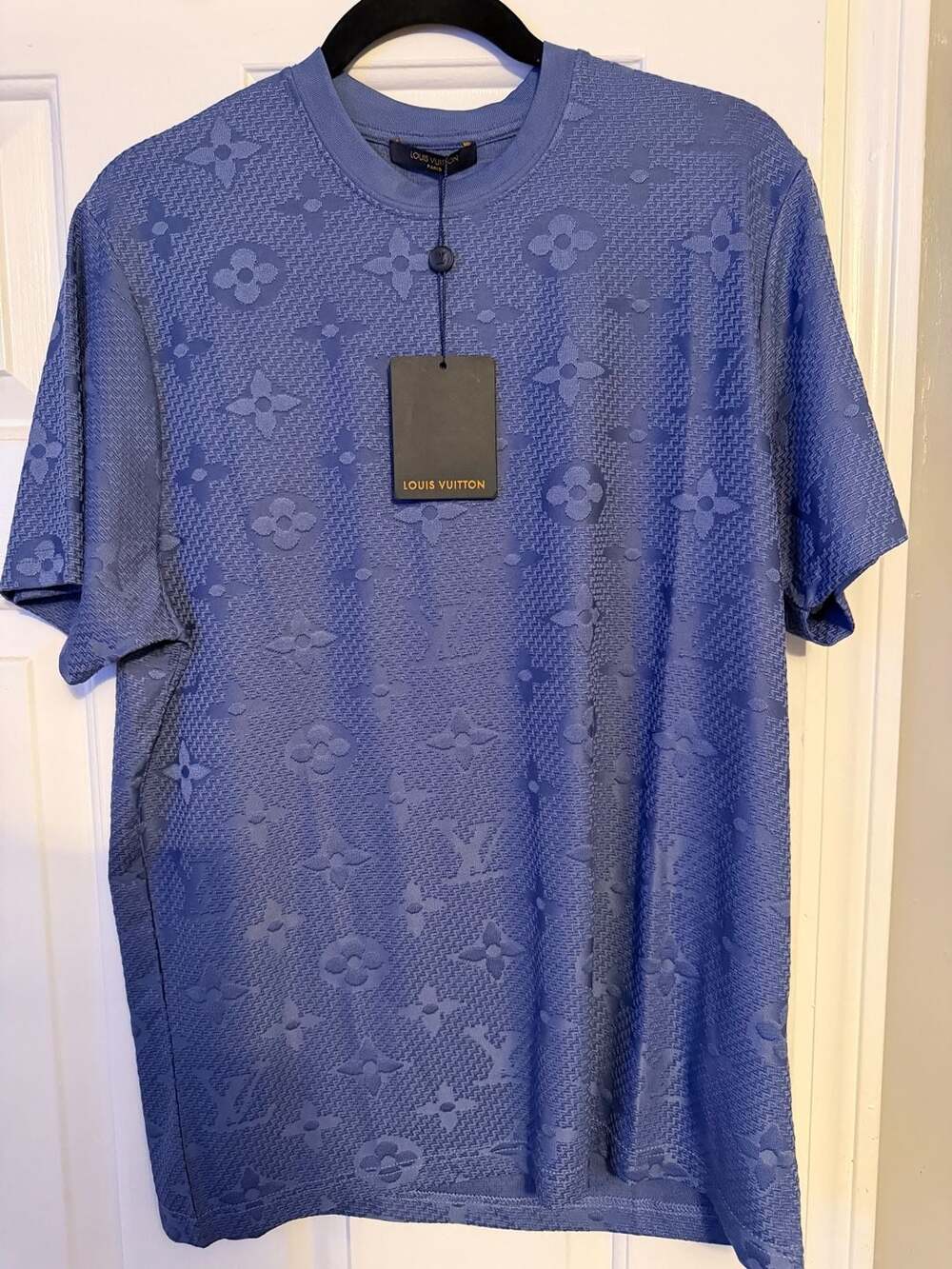 Louis Vuitton Monogram Short-Sleeved Crewneck Size L Blue T-Shirt